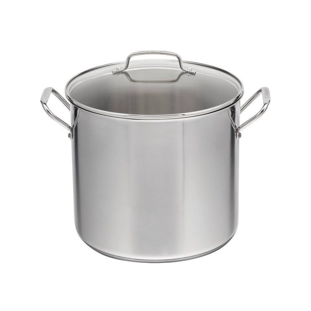 Cuisinart 16Qt Stainless Steel Stock Pot w/ Lid Oven Safe Glass Cover